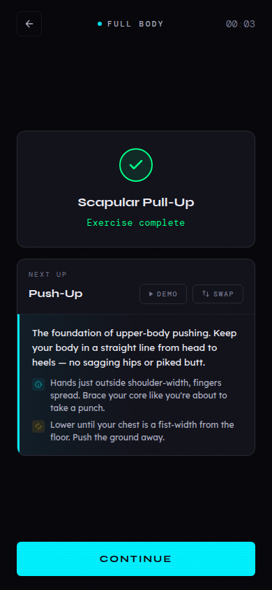 Exercise transition